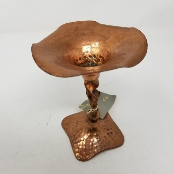 Brutalist Hammered Copper Candlestick 6 Inch New With Tags - Picture 11 of 11